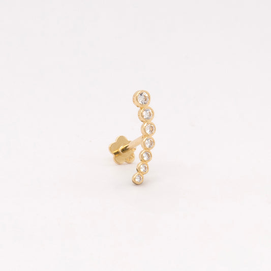 14K Yellow Gold CZ Round Curved Bar Cartilage Flatback