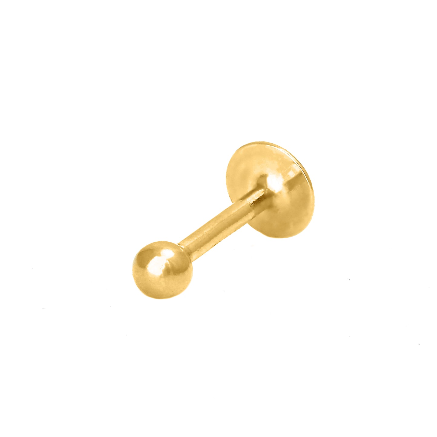 14K Yellow Gold Small Labret Stud with Ball End Chin Piercing