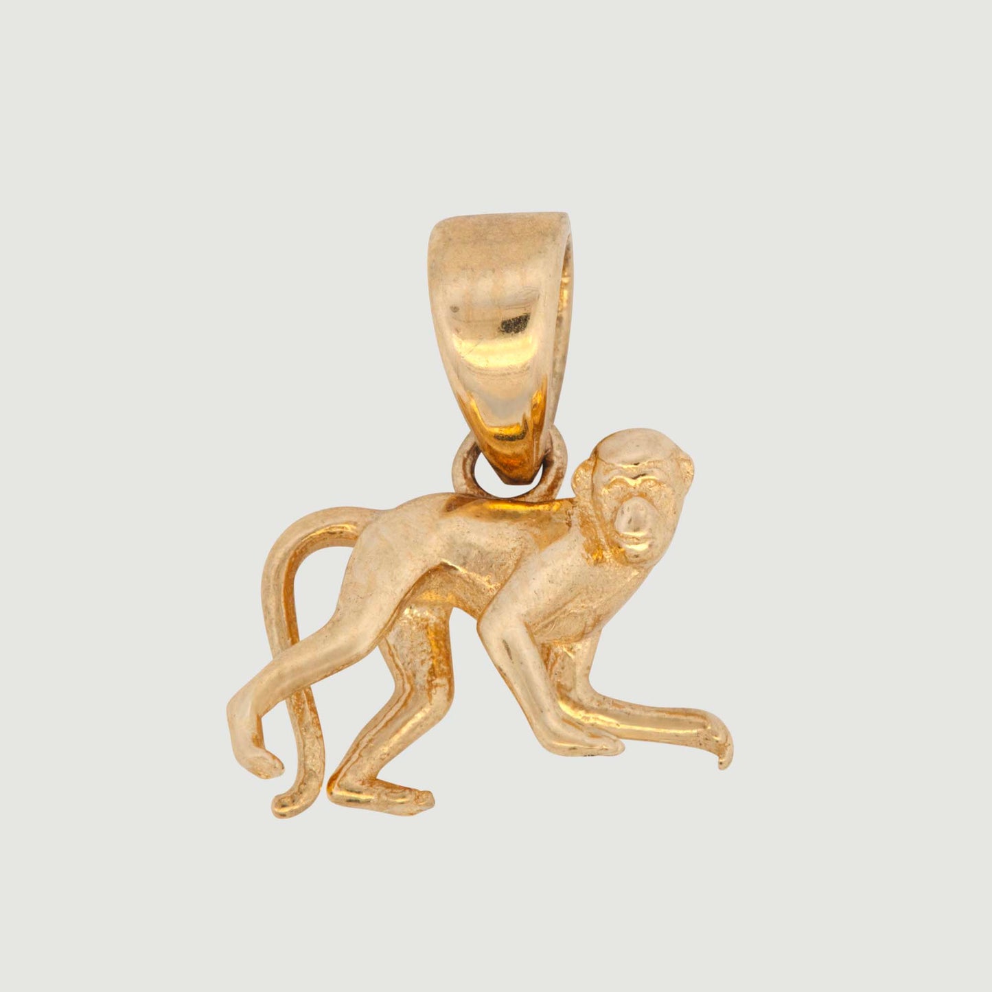 14k Yellow Gold Tiny 3D Monkey Pendant