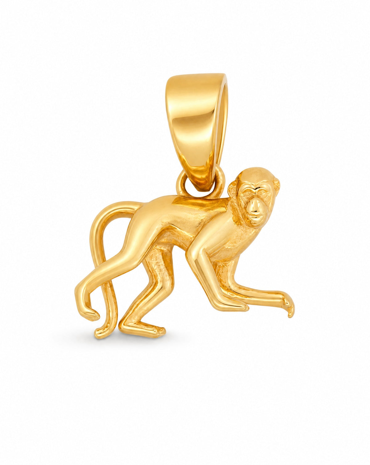 14k Yellow Gold Tiny 3D Monkey Pendant