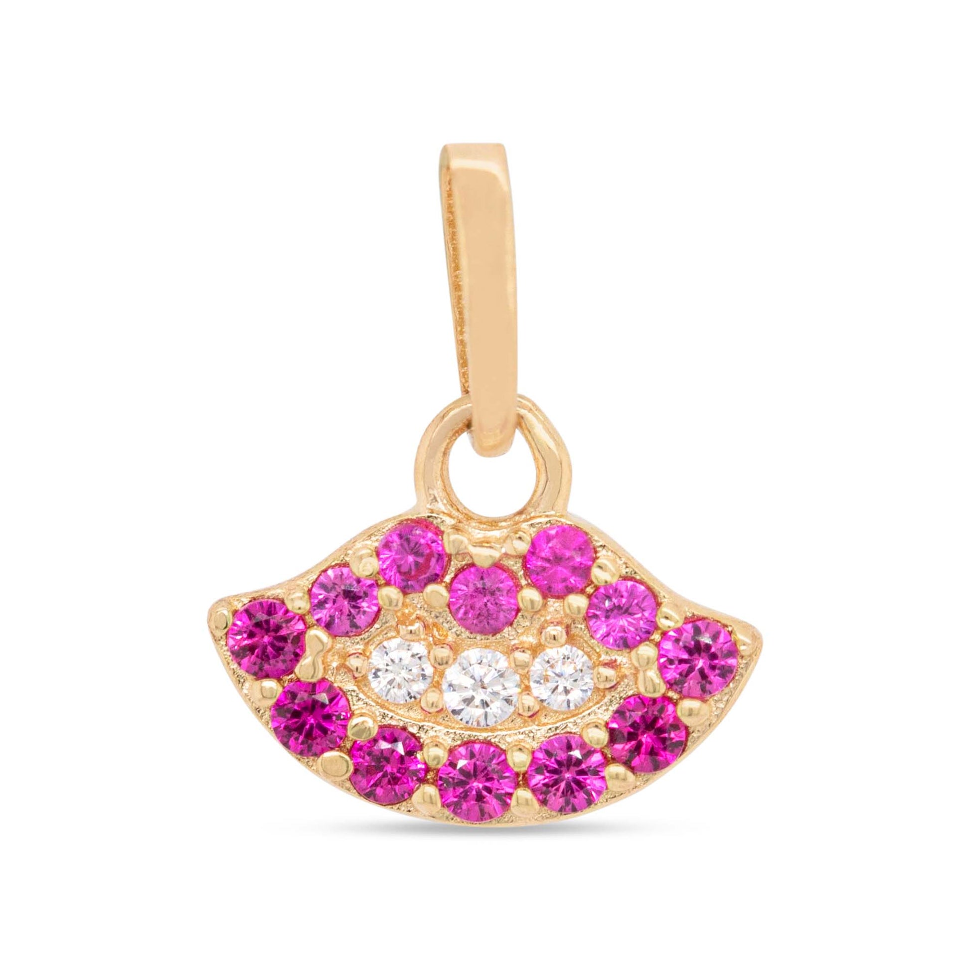14k Yellow Gold MP CZ Lips Pendant