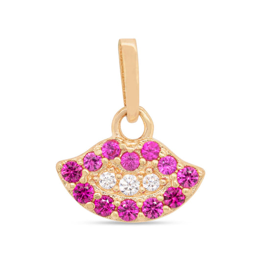 14k Yellow Gold MP CZ Lips Pendant