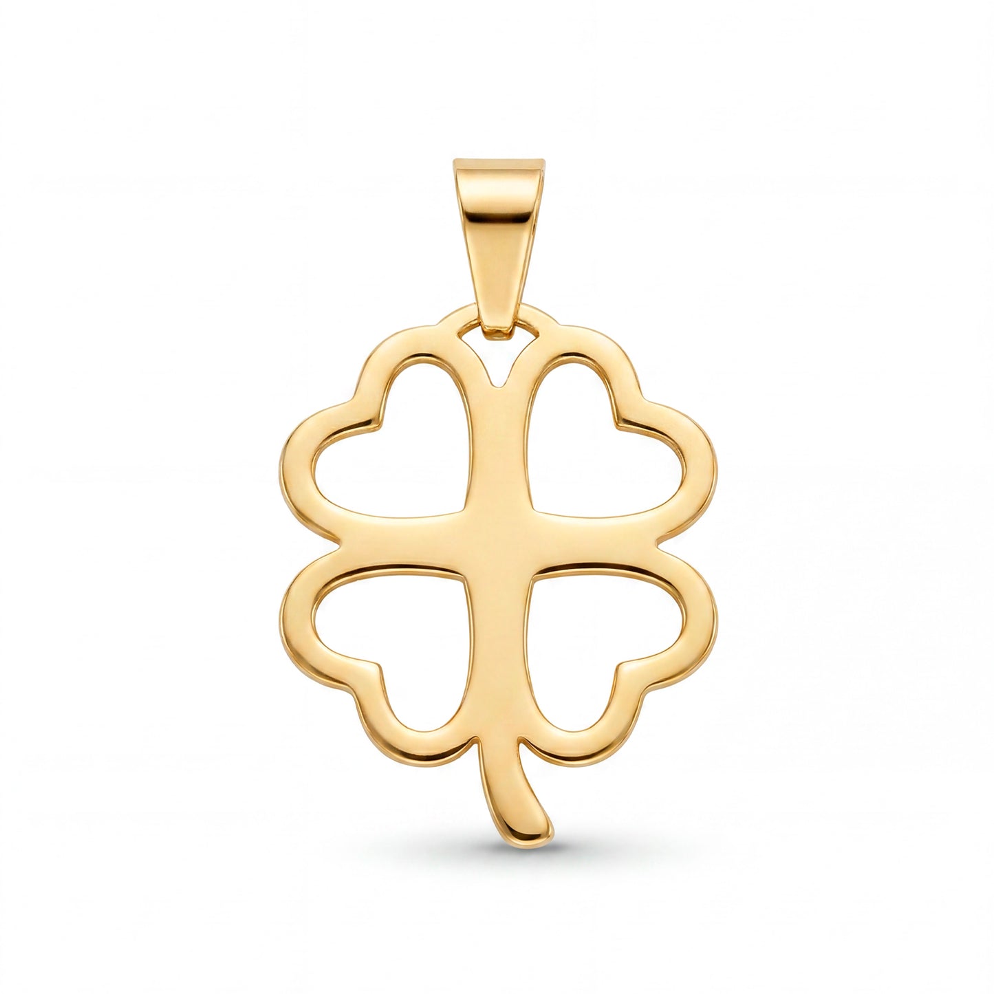 14k Yellow Gold 4 Leaf Heart Clover Pendant
