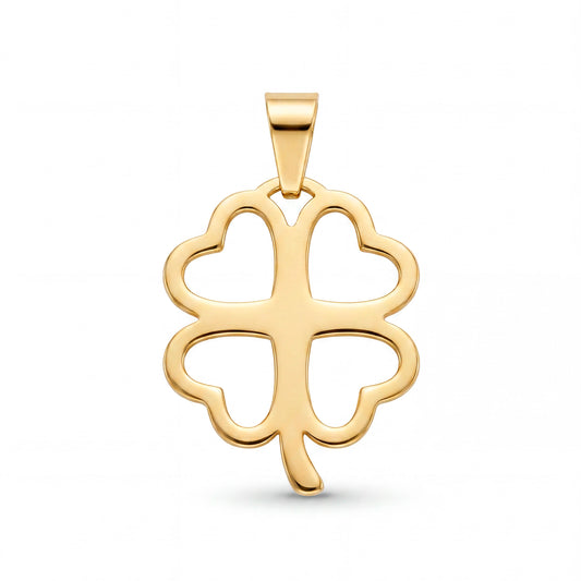 14k Yellow Gold 4 Leaf Heart Clover Pendant