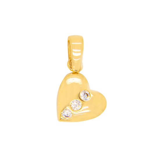 14k Yellow Gold Triple CZ Small Heart Pendant
