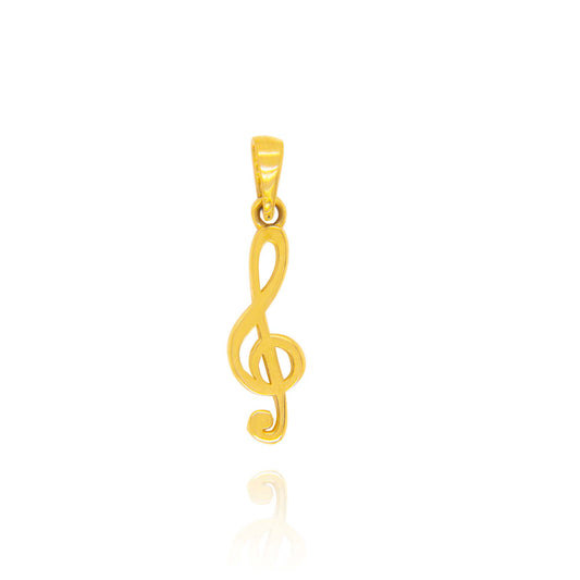 14k Yellow Gold Plain Musical Note Pendant