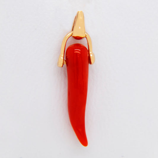 14K Yellow Gold Coral Horn Pendant