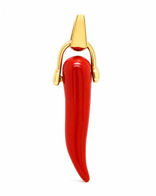 14K Yellow Gold Coral Horn Pendant