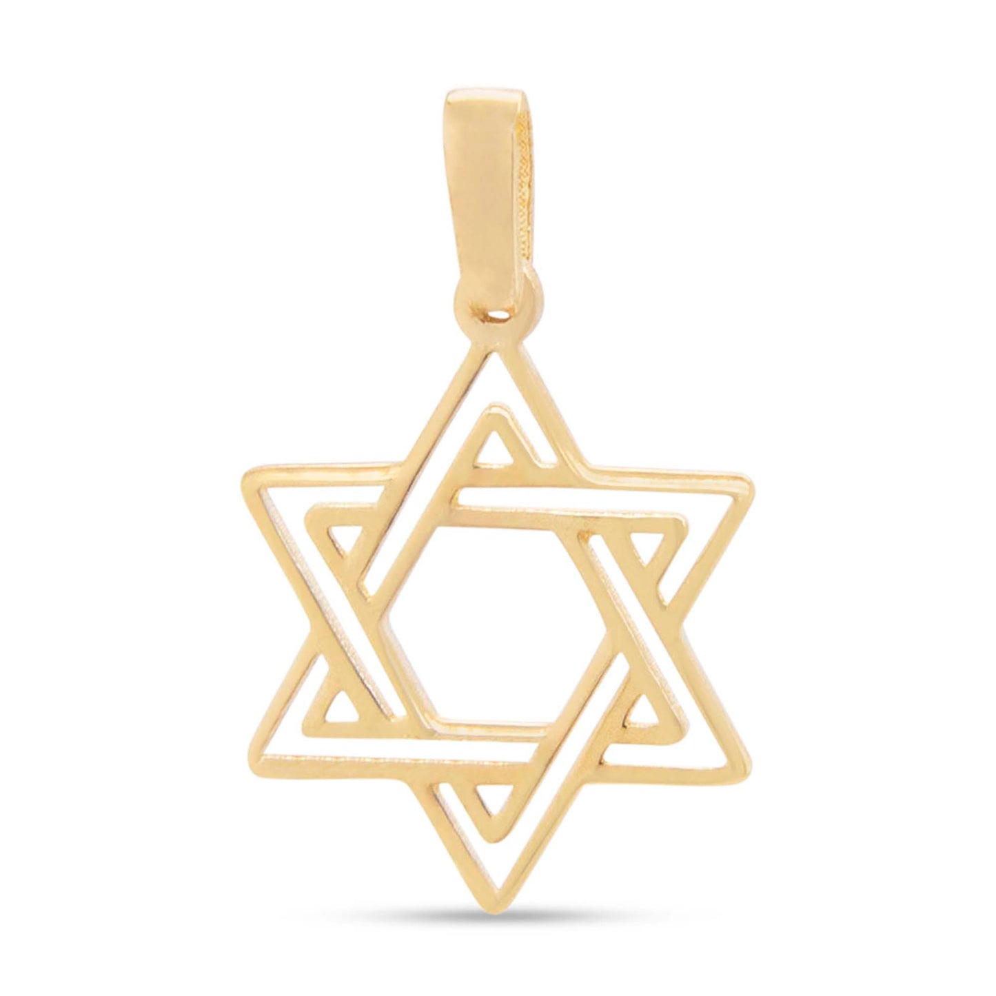 14K Yellow Gold Open Jewish Star Pendant