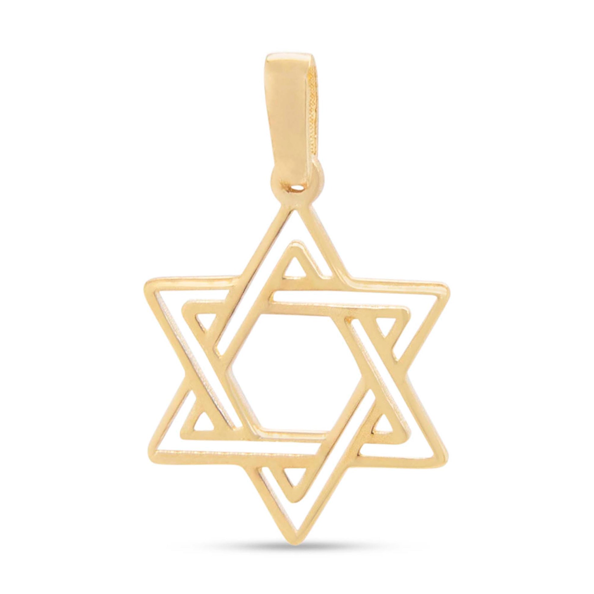 14K Yellow Gold Open Jewish Star Pendant