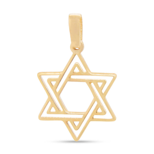 14K Yellow Gold Open Jewish Star Pendant