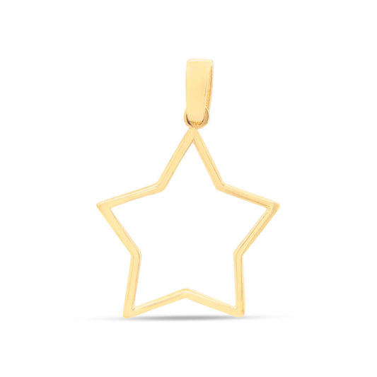 14k Yellow Gold Thin Star Shape Pendant