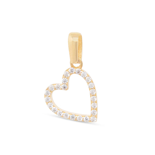14k Yellow Gold MP CZ Heart Shape Pendant