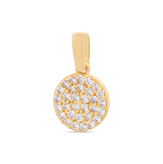 14k Yellow Gold MP CZ Round Pendant-1