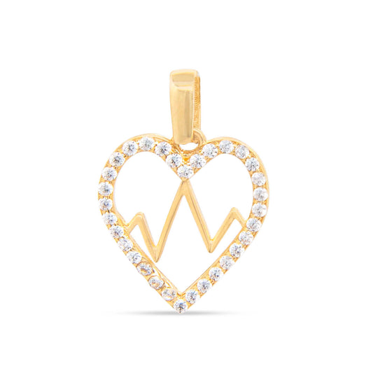 14k Yellow Gold Open Heart Beat Pendant