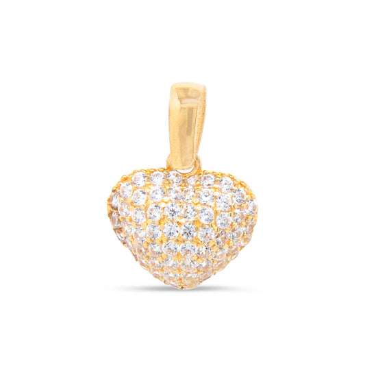 14k Yellow Gold MP CZ Small Heart Pendant