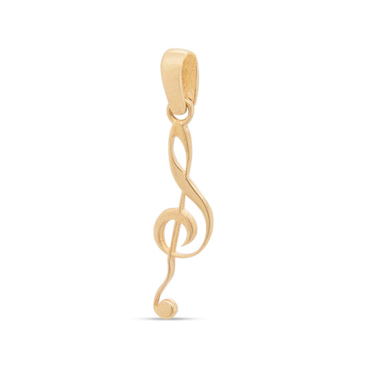 14k Yellow Gold Plain Music Note Pendant