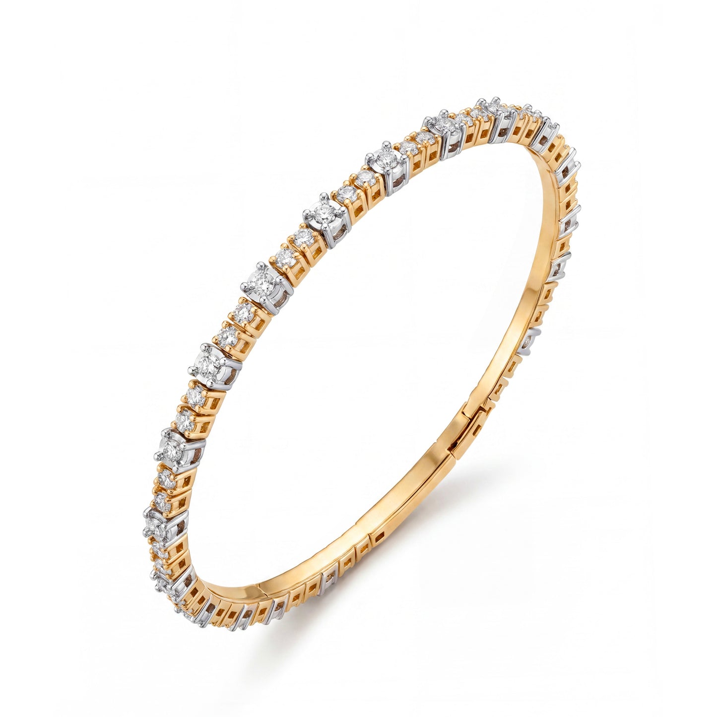 14K 2 Tones Diamond Bangle Bracelet