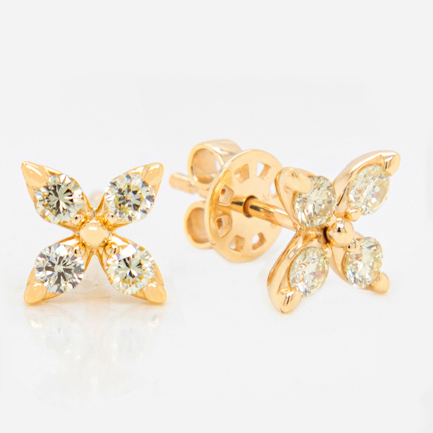 14K Yellow Gold Large Diamond Marquise Cluster Screwback Earrings