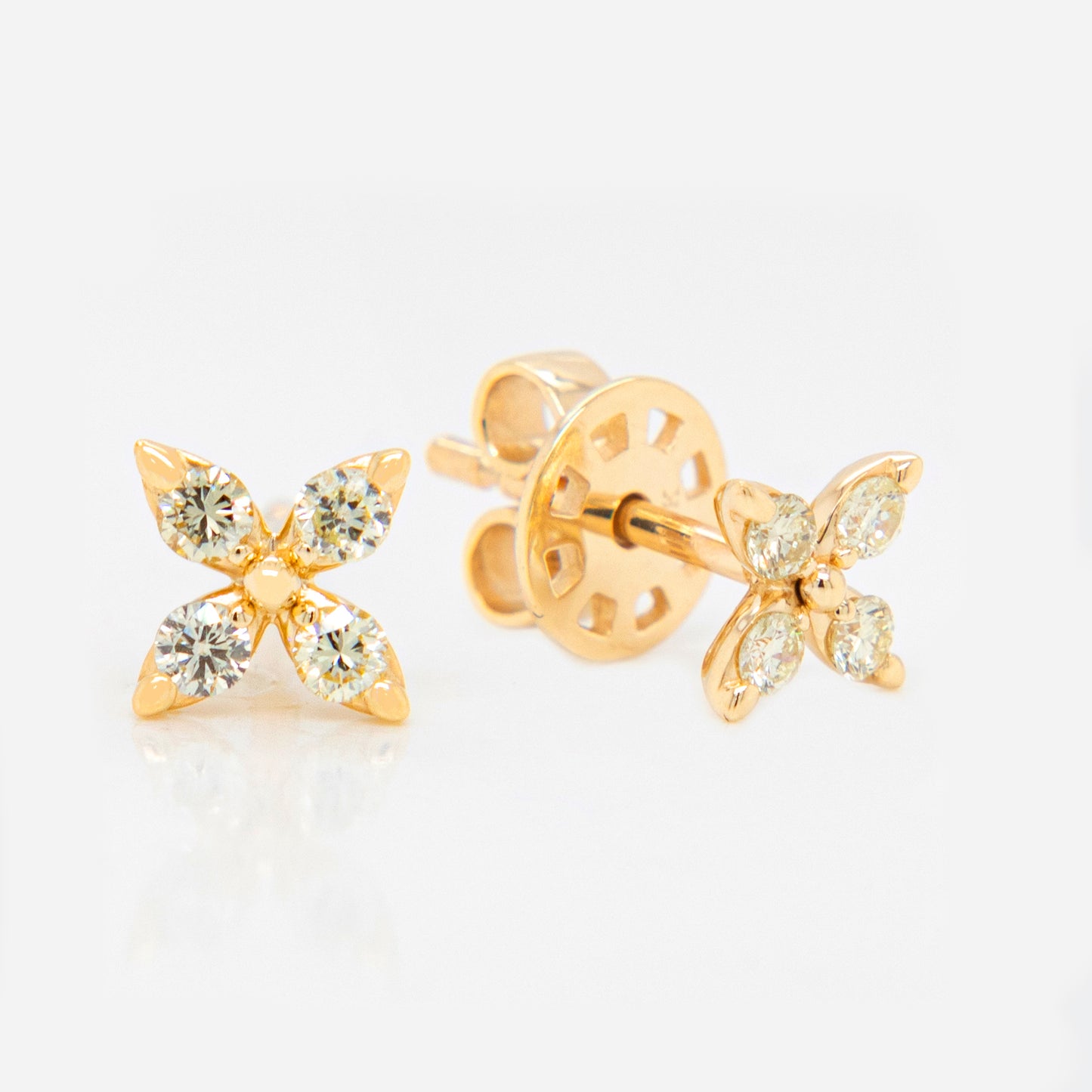14K Yellow Gold Small Diamond Marquise Cluster Screwback Earrings