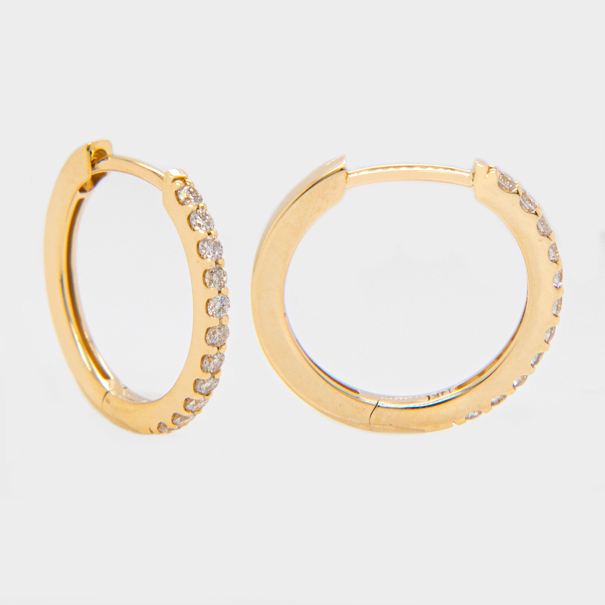 14K Yellow Gold Medium Diamond Huggie Earrings