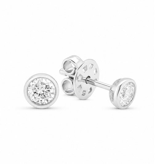 14K White Gold Medium Round Diamond Stud Earrings