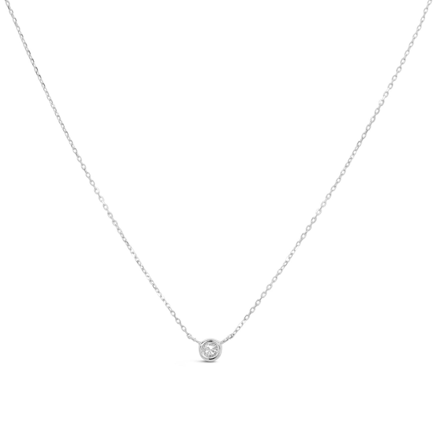 14K White Gold Bezel Diamond Necklace