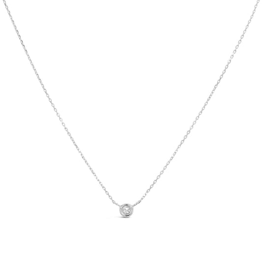 14K White Gold Bezel Diamond Necklace