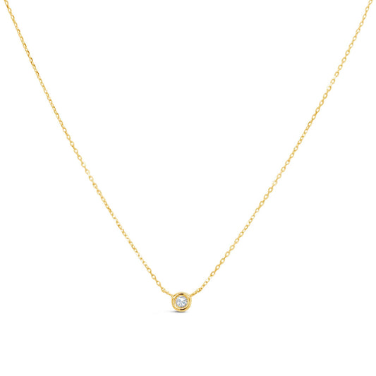 14K Yellow Gold Bezel Diamond Necklace