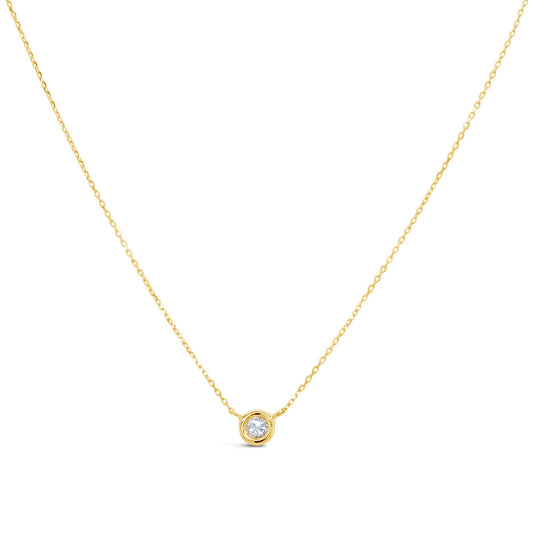 14K Yellow Gold Bezel Diamond Necklace-1
