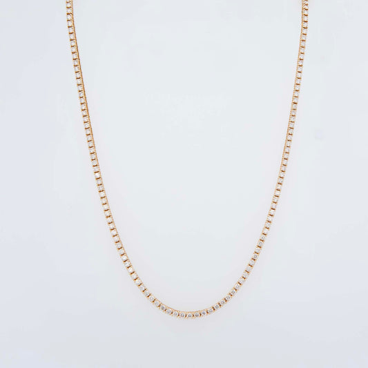 14K Yellow Gold Diamond Tennis Necklace
