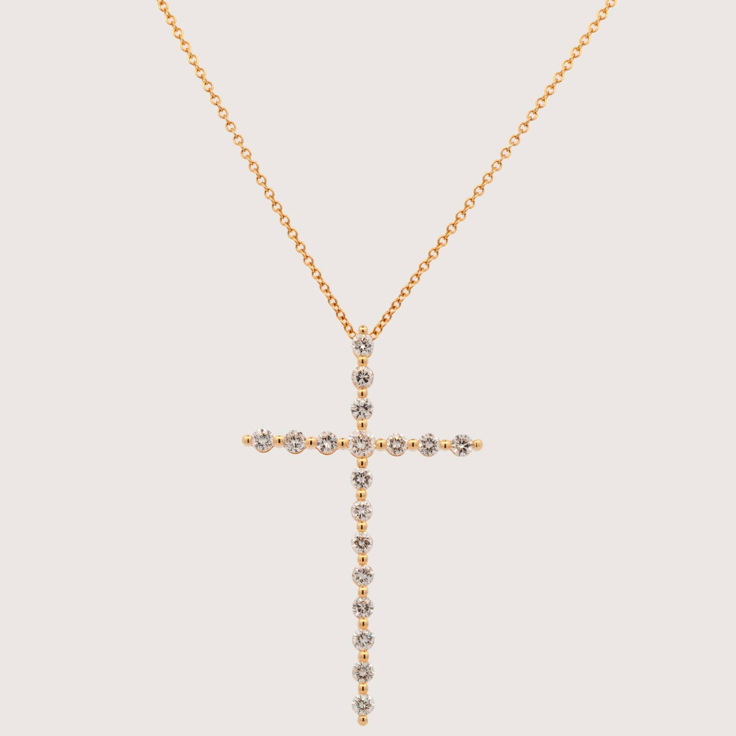 14K Yellow Gold Diamond Large Cross Pendant Necklace