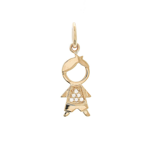 14K Yellow Gold Diamond Boy Charm