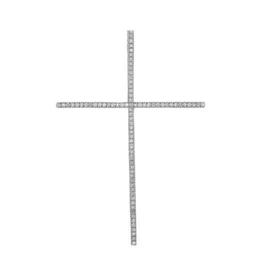 14K White Gold Diamond Large Cross Pendant