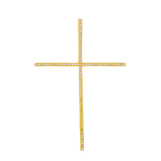 14K Yellow Gold Diamond Large Cross Pendant