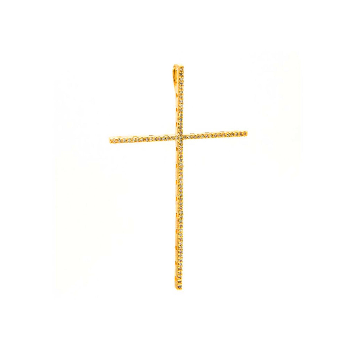 14K Yellow Gold Diamond Cross Pendant-1