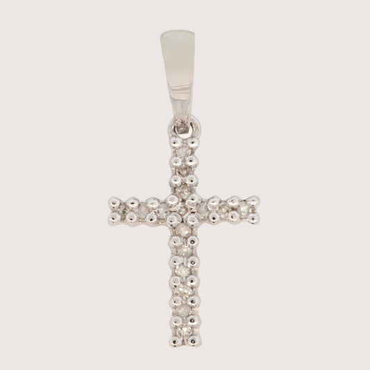 14K White Gold Diamond Cross Pendant