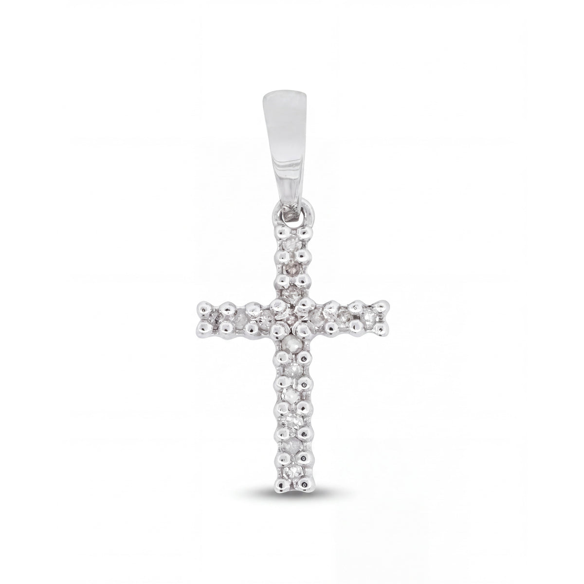 14K White Gold Diamond Cross Pendant