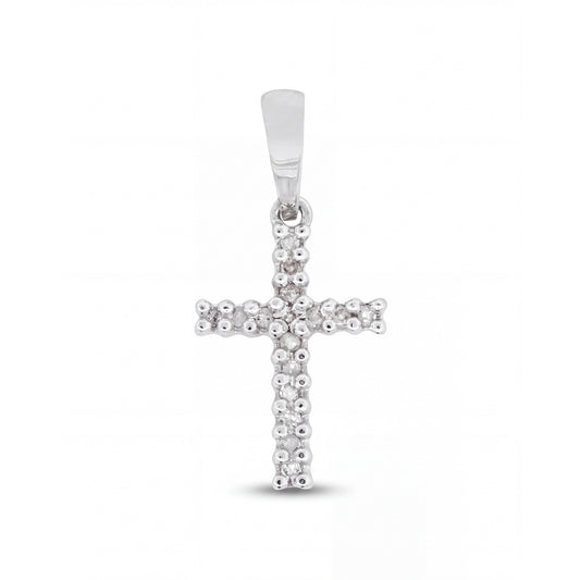 14K White Gold Diamond Cross Pendant