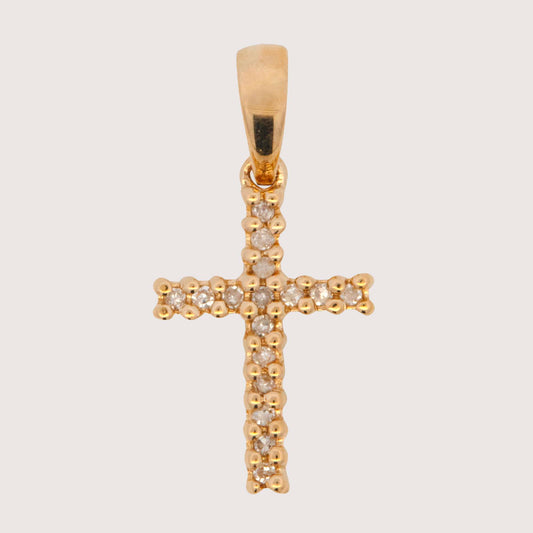 14K Yellow Gold Diamond Cross Pendant