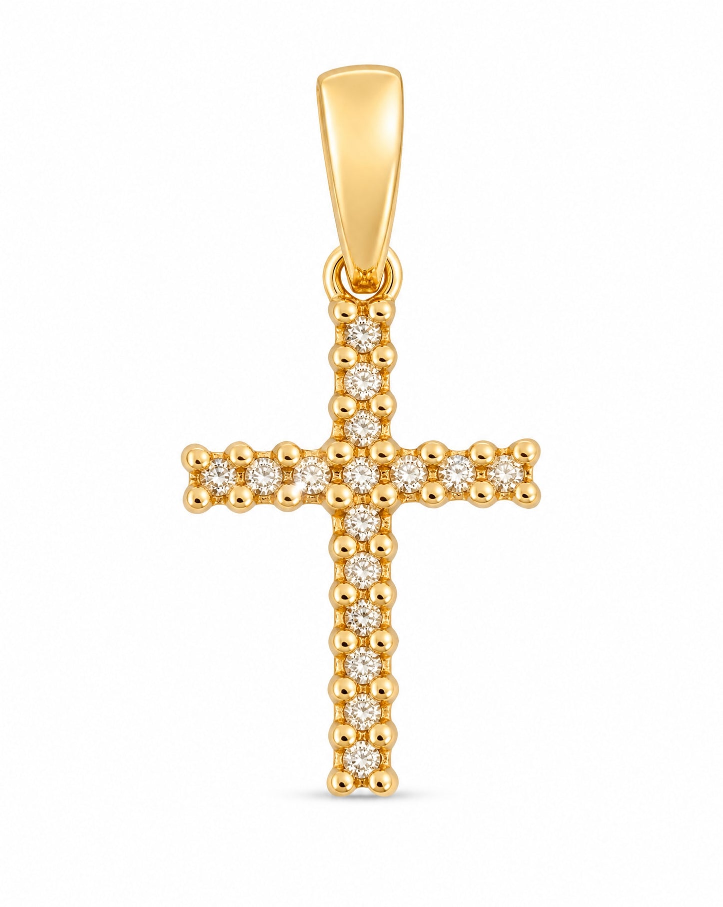 14K Yellow Gold Diamond Cross Pendant