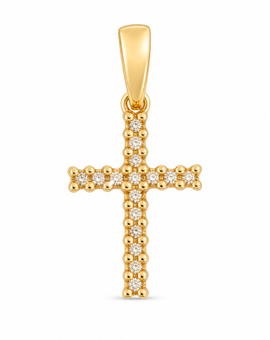 14K Yellow Gold Diamond Cross Pendant