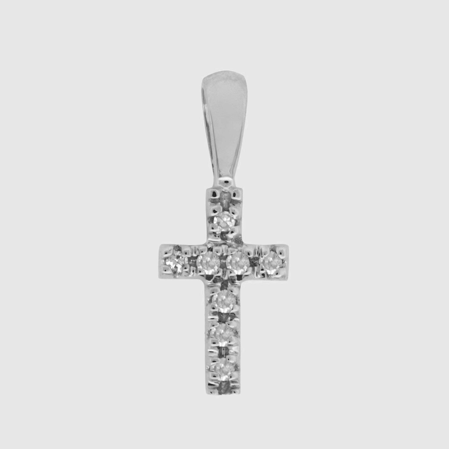 14K White Gold Diamond Small Cross Pendant