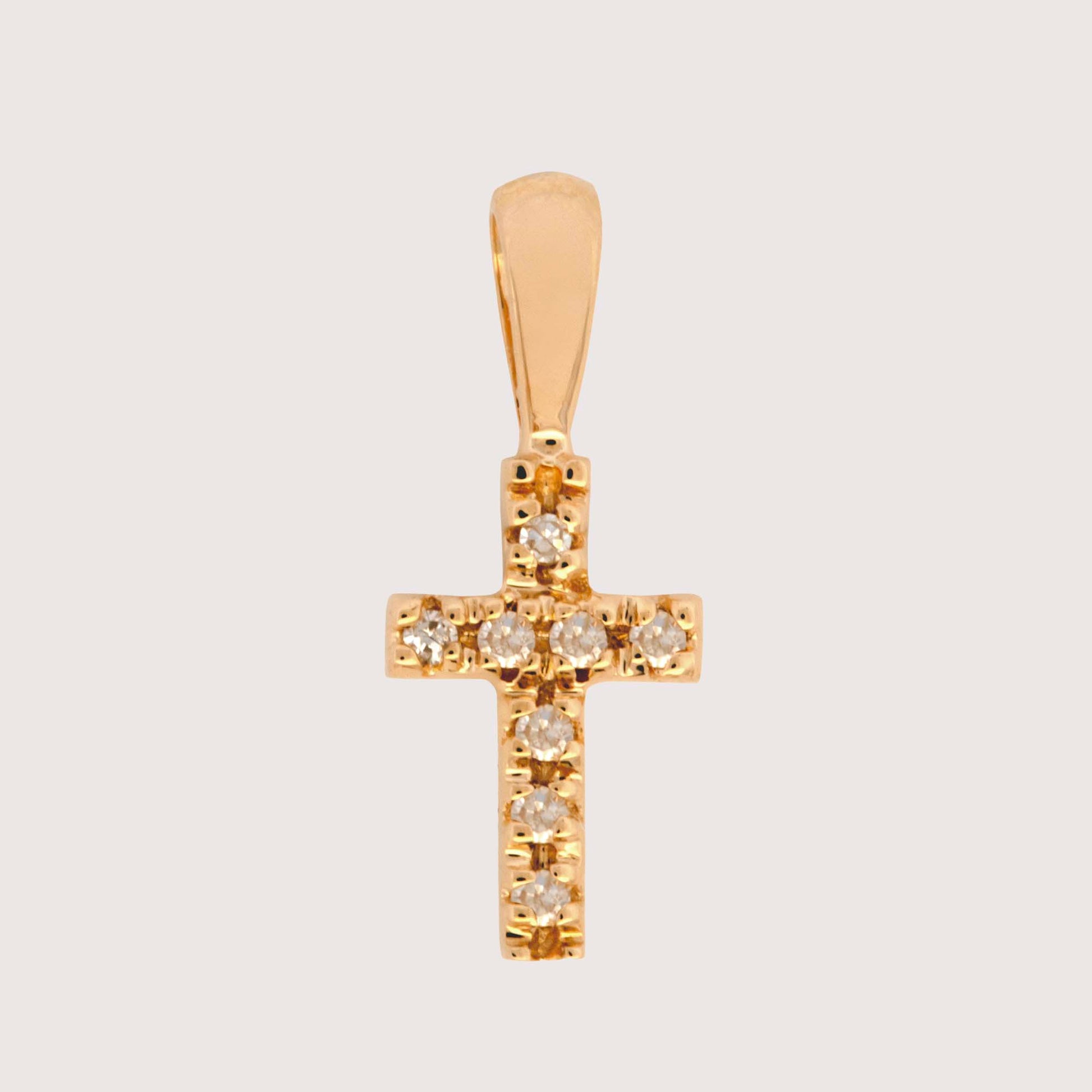14K Yellow Gold Diamond Small Cross Pendant