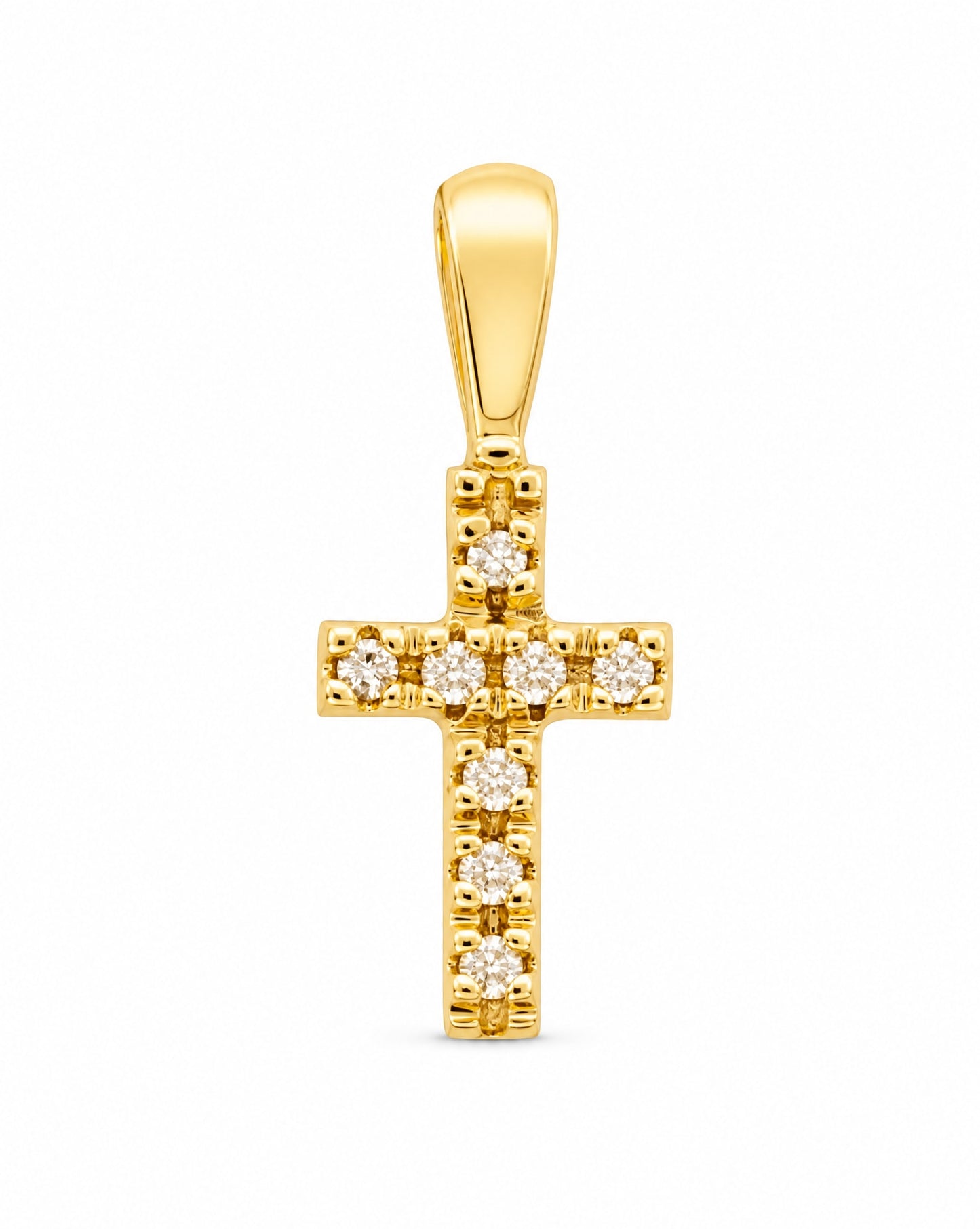 14K Yellow Gold Diamond Small Cross Pendant