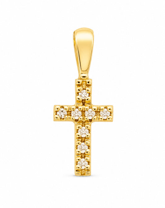 14K Yellow Gold Diamond Small Cross Pendant