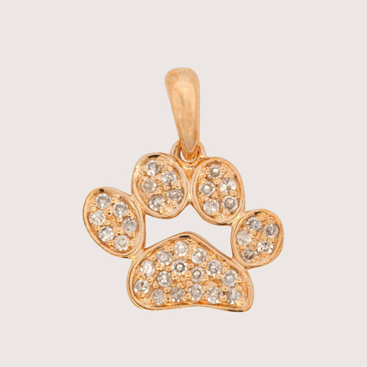 14K Yellow Gold Diamond Paw Pendant