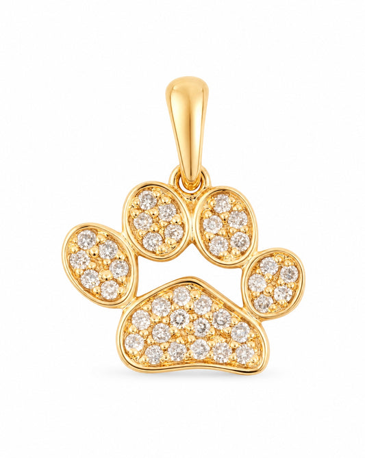 14K Yellow Gold Diamond Paw Pendant