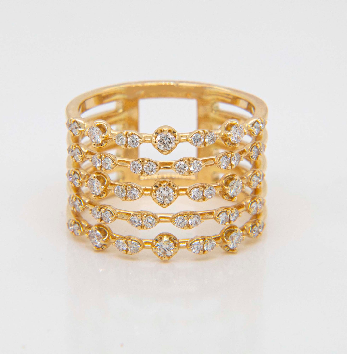 14K Yellow Gold Diamond Wide Band Style 2 Ring