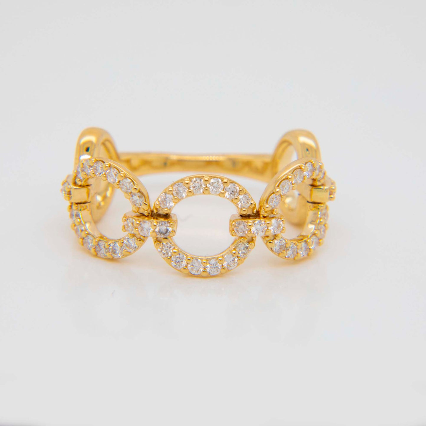14K Yellow Gold Diamond Chain Link Ring
